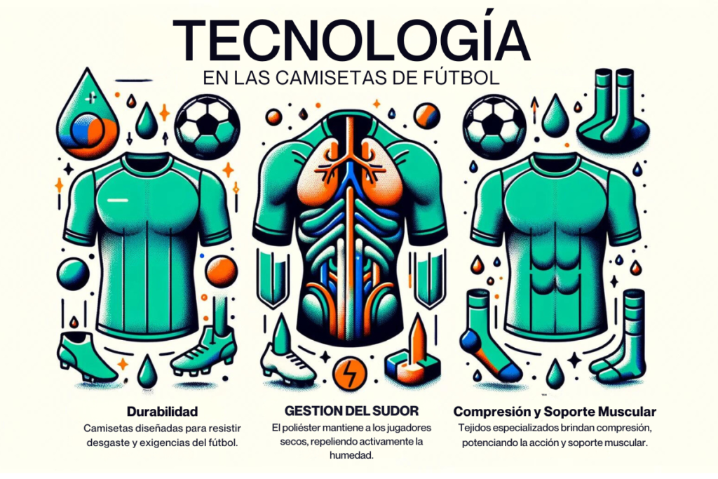 Infografía detallando las características de la ropa inteligente en el fútbol.